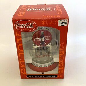 Coca Cola Bottle Cap Anniversary Clock Porcelain 2001 Glass Dome 7" Revolving